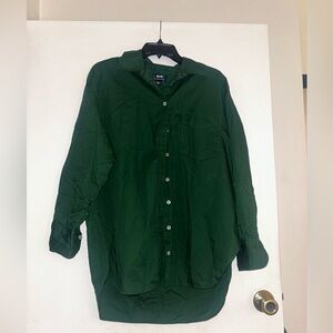 Maeve Anthropologie Vintage 90s Oversized Green Button-Up Blouse